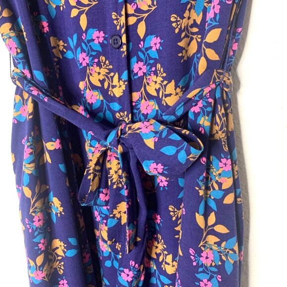 Floral Shirt Dress by National Since 1952 Belted Long Sleeve Women’s Size PM - Picture 4 of 11